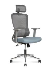 Кресло офисное / Light grey / серый пластик/серая  серка/серая ткань/хром база - Фото предпросмотра