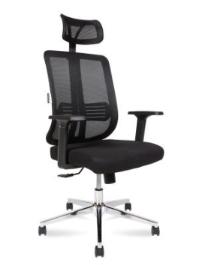 Кресло офисное / Tema Chrome 2D / база хром / черный пластик / черная сетка / черная ткань - Фото предпросмотра