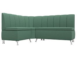 Диван кухонный угловой Кантри левый угол Рогожка зеленый - Фото предпросмотра