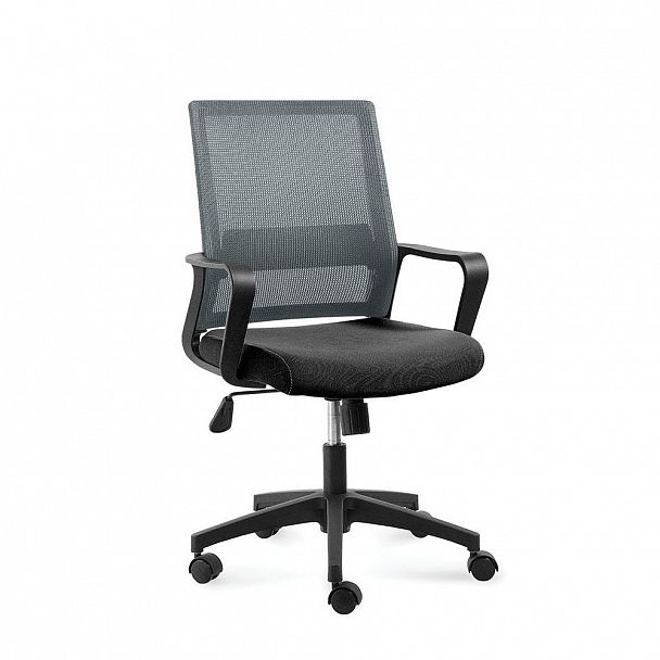 Кресло Бит LB / черный пластик / темно серая сетка / черная ткань - Вид 1