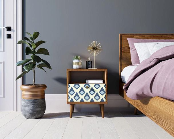 Тумбочка Berber с одним ящиком 13 принт арт BB06/Print_13, разноцветная - Вид 4