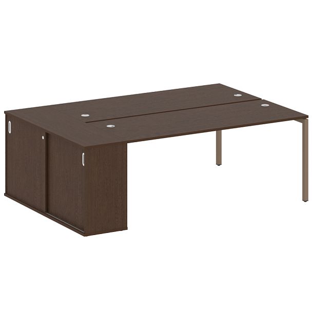 Metal System Quattro Р. ст. с шкафом-купе на П-образном м/к 40БП.РС-СШК-1.5 Т Венге/Мокко металл 2210*1475*750 - Вид 1