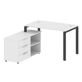 Metal System Р. ст. с тумбой на П-образном м/к БП.РС-СТС-2.2 (L) Белый/Антрацит металл 1300*1520*750 - Фото предпросмотра