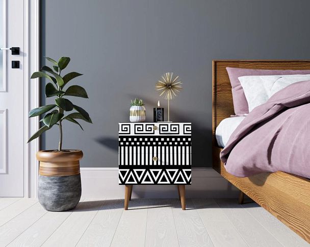 Тумбочка Berber с двумя ящиками 19 принт арт BB03/Print_19, разноцветная - Вид 4