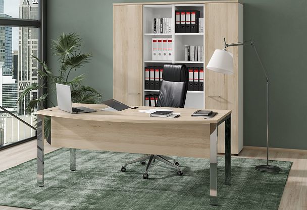 Стол 2-х местный XGWST 2470.1 Сосна Эдмонт/Нержавейка полированная 2400х700х750 XTEN GLOSS - Вид 4