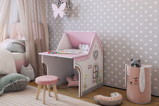 Стол Домик MK-0017.2711 белое дерево/розовый - Вид 6
