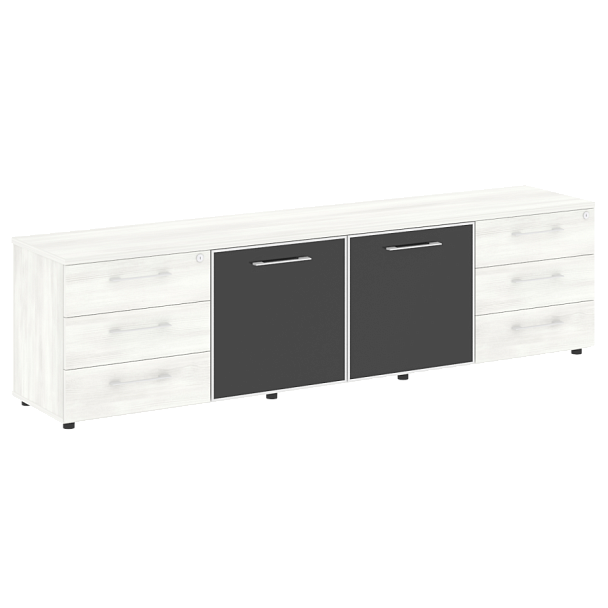 Yalta Тумба модульная LT.TS-4.2 black Снежная патина/Стекло black 2188*450*580 - Вид 1