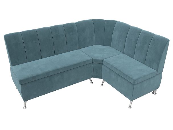 Кухонный угловой диван Кантри правый (полностью Велюр бирюзовый) - Вид 5
