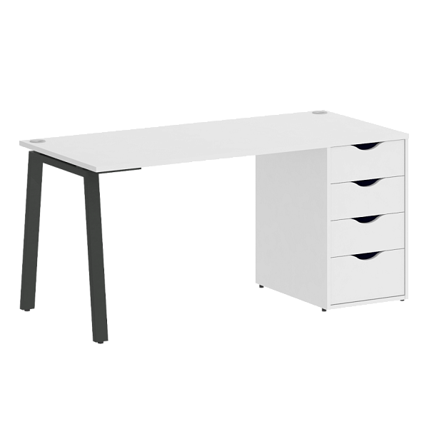 Home Office Стол письменный VR.SP-3-158.4.A Белый бриллиант/Антрацит металл 1580*720*750 - Вид 1