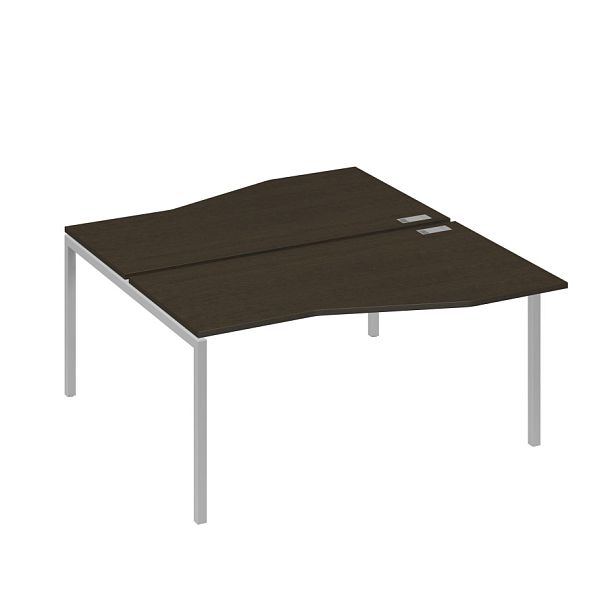 Станция со столами Техно эргономичными (2х160) каркас DUE A4 А4 Б2 191 БП венге / металлокаркас серый - Вид 1