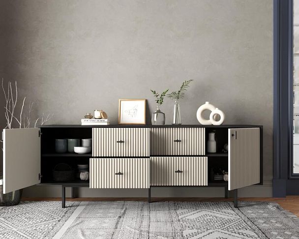 Комод две дверки и четыре ящика Emerson арт EM19/milky/L - Вид 2