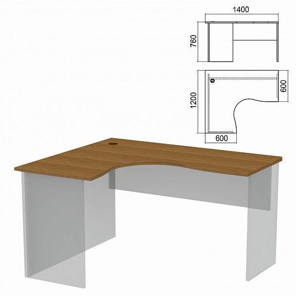 Стол компактный ЧАСТЬ 1 "Арго", 1400х1200х760 мм, левый, орех - Вид 2