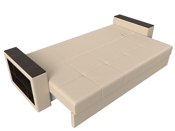 Диван прямой Дубай Лайт полки слева (полностью экокожа бежевая) - Вид 8