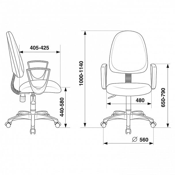 Кресло CH-1300N "Престиж+", с подлокотниками, ткань, черное, 1215475 - Вид 3