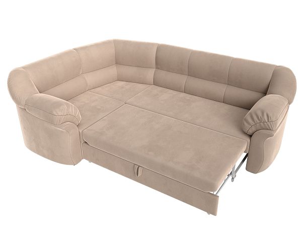 Диван угловой Карнелла левый (полностью велюр бежевый) - Вид 7