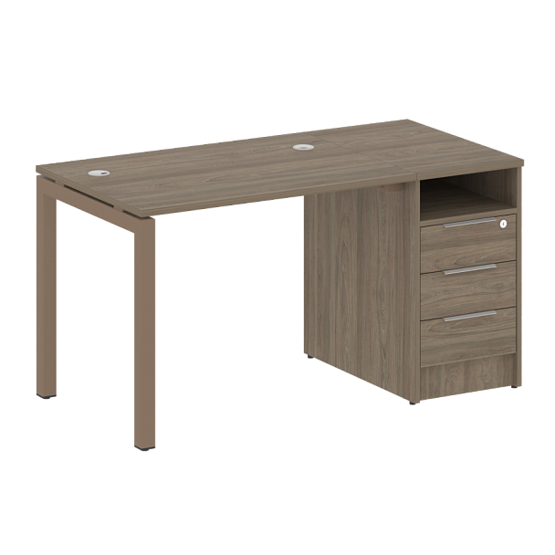 Metal System Quattro Р. ст. с тумбой на П-образном м/к 50БП.РС-СТП-1.1 Вяз/Мокко металл 1412*720*750 - Вид 1