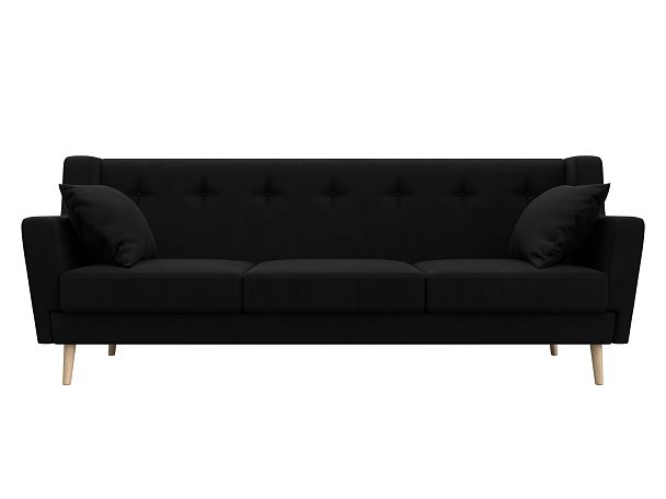 Прямой диван Брайтон 3 (полностью микровельвет черный) - Вид 2