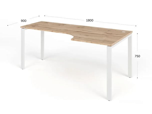 TANDEM RTD079-MK-180R-V Стол угловой на металлокаркасе правый 1800х900х750 Вотан/Белый - Вид 2