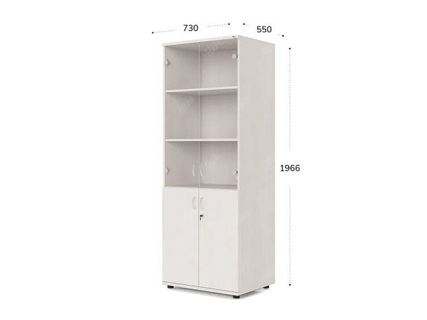 UNITY РШКС-02Г ДУБ МОЛОЧНЫЙ Шкаф со стеклянными дверьми Прямой 730х550х1966 - Вид 1