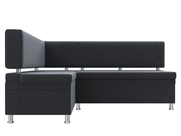 Кухонный уголок Стайл левый (полностью велюр серый) - Вид 2