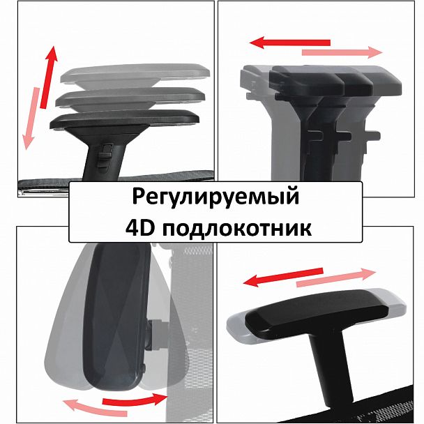 Кресло офисное МЕТТА "SAMURAI" Black Edition, сверхпрочная сетка, регулируемое, черное - Вид 7