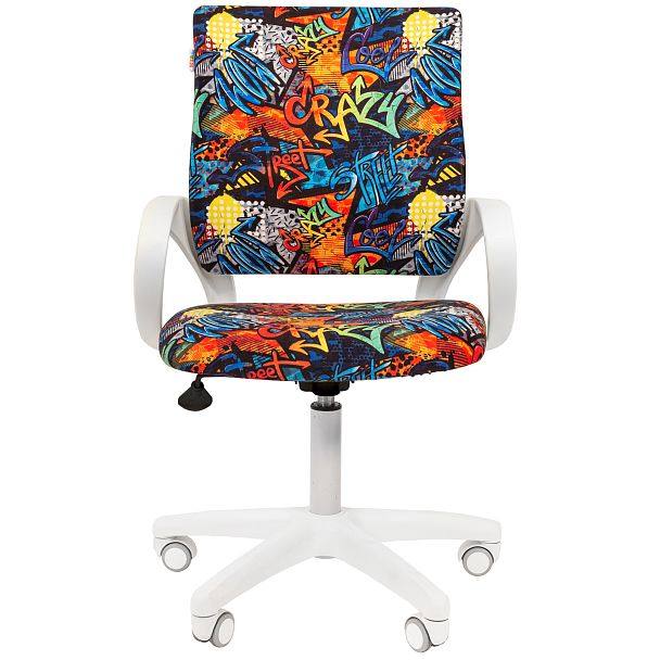 Кресло CHAIRMAN KIDS 103 LT, пластик белый, ткань велюр, принт CRAZY - Вид 2