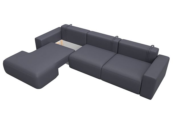 Диван угловой Лига-036 НПБ Классик Лонг левый угол Экокожа серый - Вид 7