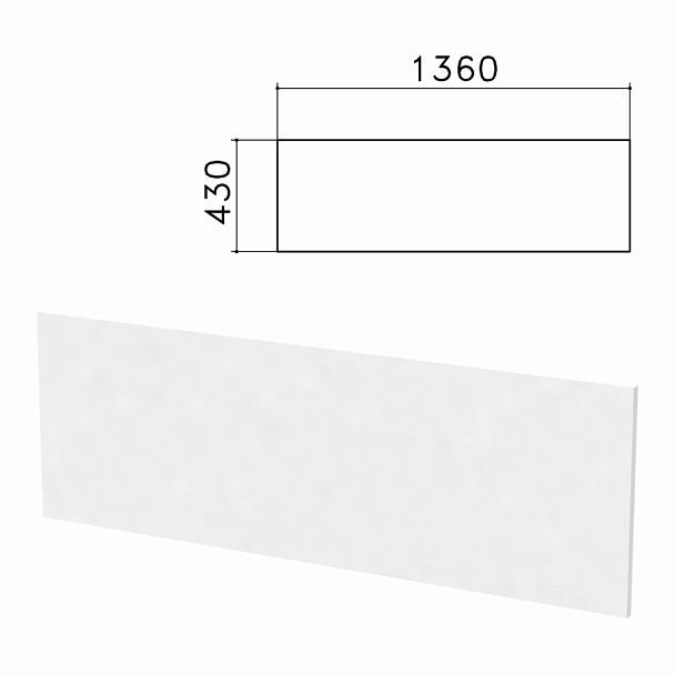 Экран-перегородка "Бюджет" (1360х16х430 мм), БЕЗ ФУРНИТУРЫ, белый, 402667-290 - Вид 1