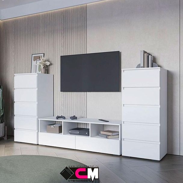 Хелен КМ 03 Комод 502 5 ящиков (0,502х1,188х0,460) белый/дуб крафт золото - Вид 3