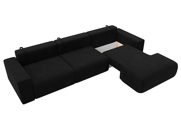 Диван угловой Лига-036 Классик Лонг правый угол Микровельвет черный - Вид 7