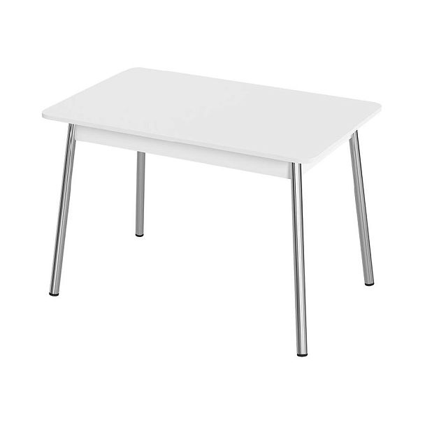 Стол Лион 1 ЛДСП (Подстолье косое хром(мет)) НЕ ВЫБИРАТЬ Белый матовый - Вид 1