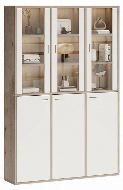 Шкаф-витрина Домино СУ(ш3в2)+3ФГ+3ФС Белый/Нельсон - Вид 2