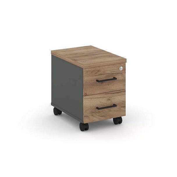 Стайл Проджект Тумба мобильная з/с ЛХДФ SN.TM-003 Антрацит/Дуб Табак/Дуб Табак/Металл Черный 320*460 - Вид 1