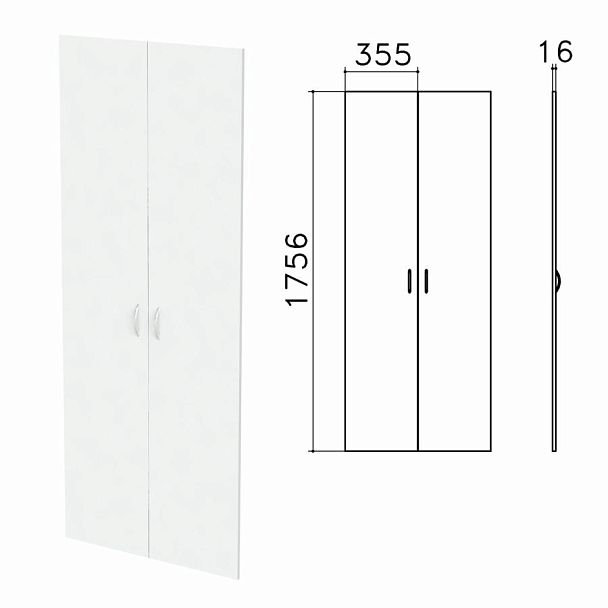 Дверь ЛДСП высокая "Бюджет", КОМПЛЕКТ 2 шт., (355х16х1756 мм), белый, 402880-290 - Вид 2