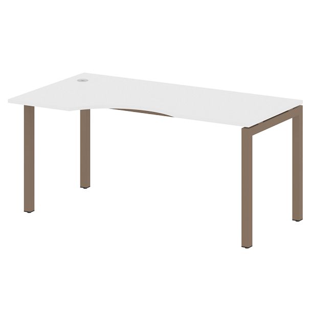 Metal System Quattro Стол криволинейный левый на П-образном м/к 50БП.СА-1 (L) Белый/Мокко металл 1600*900*750 - Вид 1