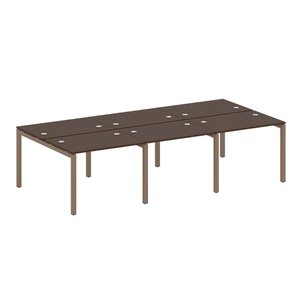 Metal System Quattro Р. ст. на 6 раб. места на П-образном м/к 50БП.СМ-6.1 Венге/Мокко металл 3000*1475*750 - Вид 1