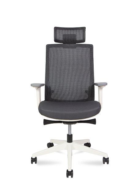 Кресло офисное Ruby / белый пластик / серая сетка / серая ткань - Вид 3