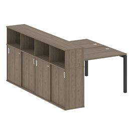 Metal System Quattro Р. ст. с шкафом-купе на П-образном м/к 50БП.РС-СШК-4.2 Т Вяз/Антрацит металл 1610*2332*1098 - Фото предпросмотра