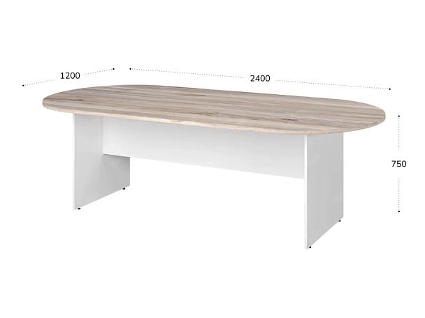 TANDEM RTD011-240-MA Конференц-стол овальный ун-й 2400х1200х750 Дуб Маувелла/Белый - Вид 2