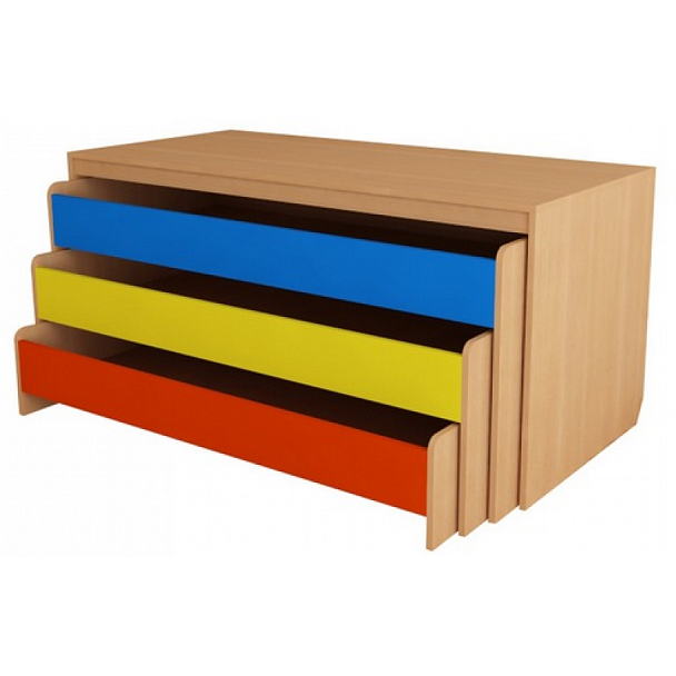 Кровать детская 3-ярусная выкатная (цветной фасад) настил фанера - Вид 5