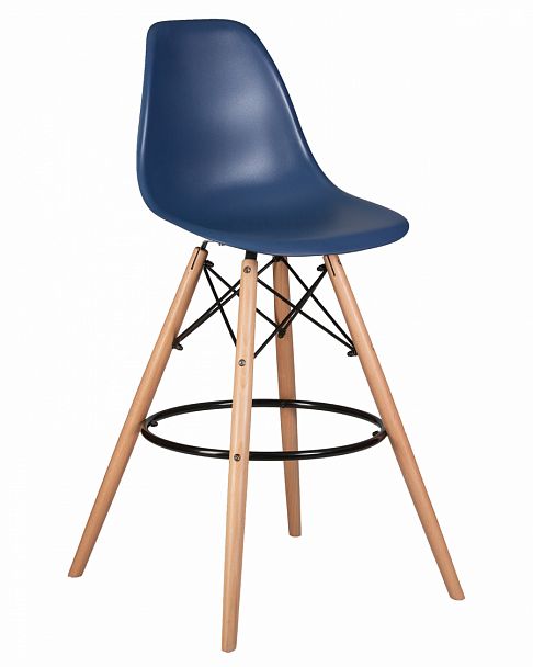 Стул барный DOBRIN DSW BAR (ножки светлый бук, цвет тёмно-синий (BE-12)) - Вид 1