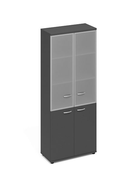 Шкаф со стеклянными дверьми в алюминиевой рамке A4 А4 9380 БП антрацит премиум - Вид 1