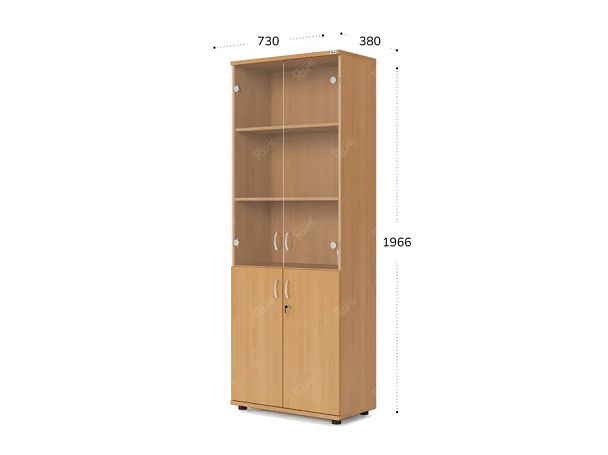 UNITY РШКС-02 БУК Шкаф со стеклянными дверьми Прямой 730x380x1966 - Вид 1