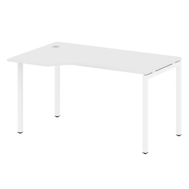 Metal System Quattro Стол криволинейный левый на П-образном м/к 40БП.СА-2 (L) Белый/Белый металл 1400*900*750 - Вид 1