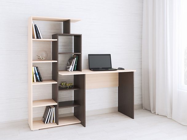 Стол компьютерный Квартет-4 (1500х1510х500) венге/дуб молочный - Вид 1