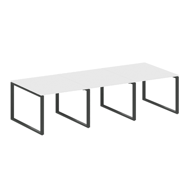 Metal System Перег. стол (3 столешницы) на О-оразном м/к БО.ПРГ-3.1 Белый/Антрацит металл 3000*1235*750 - Вид 1