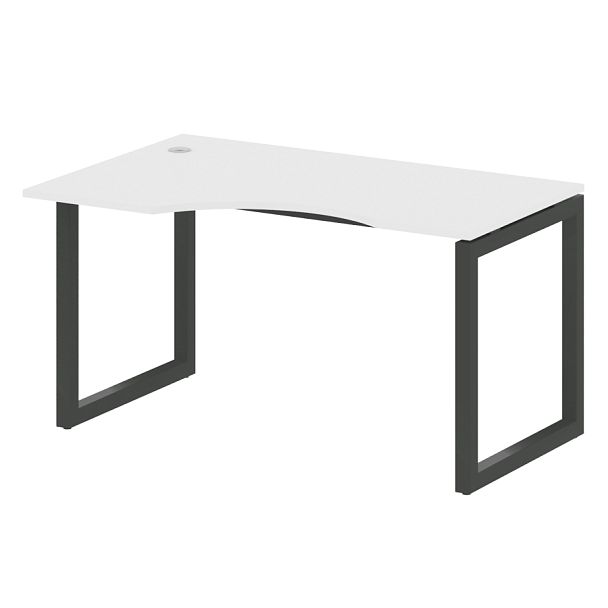 Metal System Quattro Стол криволинейный левый на О-образном м/к 50БО.СА-2 (L) Белый/Антрацит металл 1400*900*750 - Вид 1
