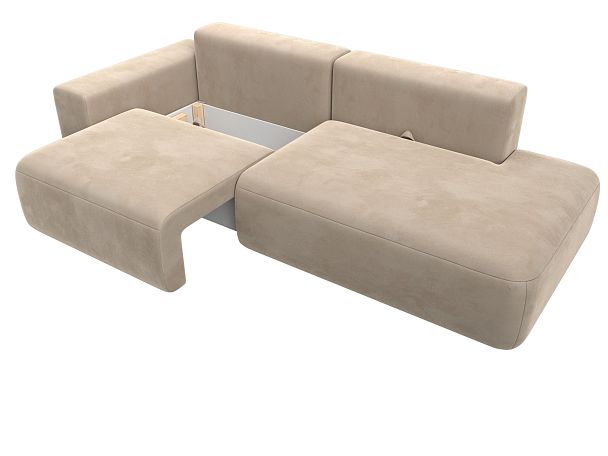 Диван прямой Лига-036 Модерн подлокотник слева Велюр бежевый - Вид 7