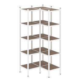 Loft Угловой внутренний стеллаж наборный VR.L-32 Дуб аризона/Белый металл 862*862*1869 - Фото предпросмотра