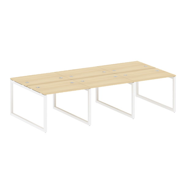 Metal System Quattro Р. ст. на 6 раб. места на О-образном м/к 50БО.СМ-6.1 Акация/Белый металл 3000*1475*750 - Вид 1